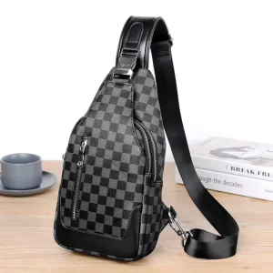 Men’s Fashionable PVC Kangaroo Chest Bag Zipper Closure Crossbody Shoulder Backpack for Cross-border Use