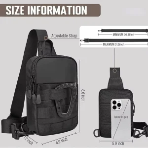 Men’s Fashionable Small Tactical Nylon Sports Sling Chest Bag Anti Theft Waterproof Large Capacity Utility EDC Mini Crossbody