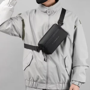 Men’s Fashionable Water-Resistant Nylon Crossbody Backpack Small Size Single Shoulder Waist Bag for Men’s Messenger Bags