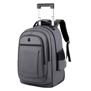 Men’s Fashionable Waterproof Business Trolley Backpack with Wheels Men’s Stylish Travel Backpack Zipper Closure Type