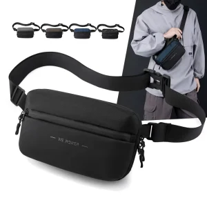 Men’s Fashionable Waterproof Nylon Chest Bag Zipper Casual Anti Theft Crossbody Shoulder Pack Multi Functional Pockets