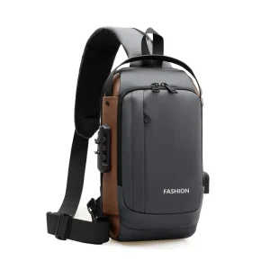 Men’s Fashionable Waterproof Shoulder Bag with Chest mounted Motorcycle Strap Lock Custom Logo Anti theft Cross body Bag
