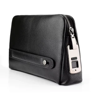 Men’s Fingerprint Lock Bags for Men Leather Hand Bag Anti Theft Male Long Money Wallets Mobile Phone Pouch Men Messenger Bag