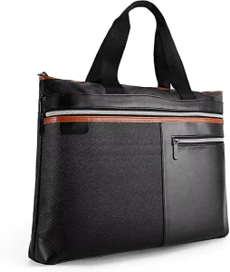 Men’s Fireproof Briefcase Portable Handle Large Capacity File Document Bag Two-Layer Zippers Patterned Folder Filing