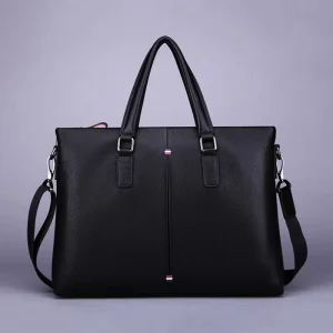 Men’s Genuine Cow Leather Business Briefcase Soft Messenger Style Crossbody Shoulder Bag