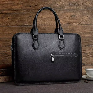 Men’s Genuine Cowhide Leather Briefcase Large Messenger Bag Soft Style Business Computer Waterproof