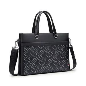 Men’s Genuine Cowhide Leather Hard Bag Laptop Briefcase Fashion Office Shoulder Handbag Chic Model POLO233249