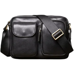 Men’s Genuine Cowhide Top Layer Leather Messenger Sling Bag Hard Document Tote Crossbody Shoulder Bag Bolsa De Hombro