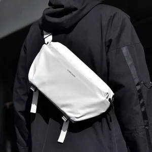 Men’s Genuine Crossbody Bag New Cycling Functional Tooling Bag Messenger Bag Casual Chest Bag Fashionable