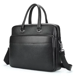 Men’s Genuine Leather 15 Inch Laptop Briefcase Bag Classic Vintage Style Waterproof and Portable Messenger Bag for Men