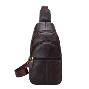 Men’s Genuine Leather Anti theft Chest Bag Large Capacity Business Travel Crossbody Bag