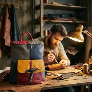 Men’s Genuine Leather Backpack Crazy Horse Leather Travel Backpack Large Leather 14 Inches Laptop Bags for Men