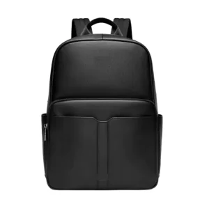 Men’s Genuine Leather Backpack with Zipper Closure Portable Nylon Lining