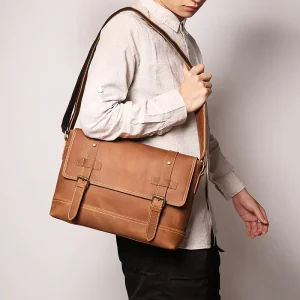 Men’s Genuine Leather Bag Leather Crossbody Bag Crazy Horse Leather Postmen Bag