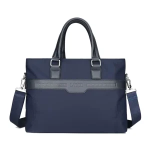 Men’s Genuine Leather Breathable Cotton Lining Closure Free Hand Bag Briefcase Large Capacity Single Shoulder
