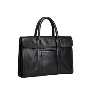 Men’s Genuine Leather Business Briefcase Large Capacity Laptop Bag Cowhide Office Bag Model 6798-3