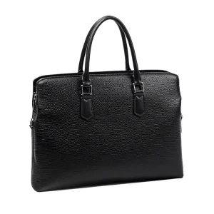 Men’s Genuine Leather Business Commuter Briefcase with Polyester Lining Fashion Handbag for Travel