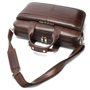 Men’s Genuine Leather Business Crossbody Messenger Bag Lightweight Shoulder Briefcase OEM