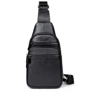 Men’s Genuine Leather Chest Bag Durable Business Casual Crossbody Single Shoulder Bag Multi function Large