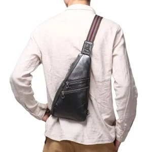 Men’s Genuine Leather Chest Bag Large Capacity Crossbody Backpack Versatile Mobile Phone Bags Korean style