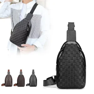 Men’s Genuine Leather Chest Bag Light Luxury Retro Texturized Handbag Multi-layer Ultra-light Breathable Casual Bag