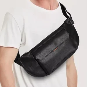 Men’s Genuine Leather Chest Bag Shoulder Bag Crossbody Bag Large Capacity Casual Style Stowable Feature Model Cowhide Leather