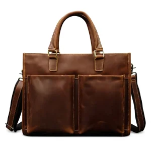 Men’s Genuine Leather Crazy Horse Winter Briefcase & Handbag Business Computer Shoulder Bag