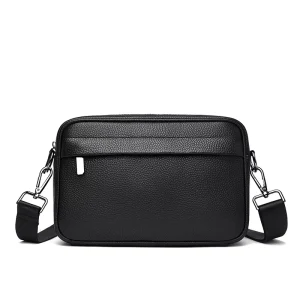Men’s Genuine Leather Crossbody Bag Minimalist Fashion Single Shoulder Bag for Daily Casual Use