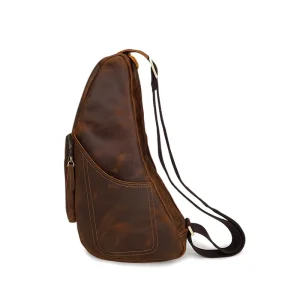 Men’s Genuine Leather Crossbody Bag Retro Chest Bag Multifunctional Waist Bag Cowhide Crossbody Bag