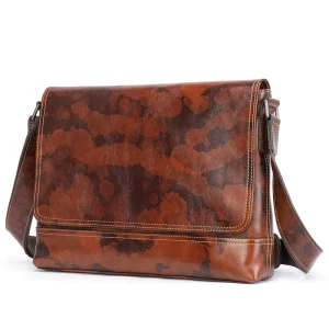 Men’s Genuine Leather Crossbody Bag Unique Texture Design