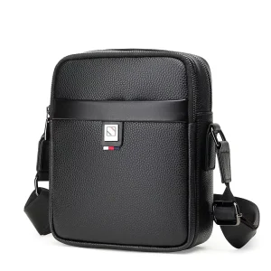 Men’s Genuine Leather Crossbody Bag Waterproof Compact Shoulder Sling Bag Zipper Closure for Business Travel Durable