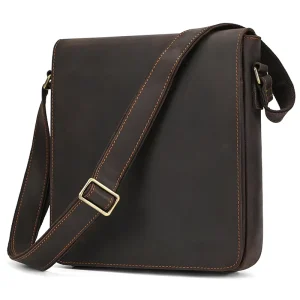 Men’s Genuine Leather Crossbody Shoulder Bag Messenger Vintage Sling Bag for Outdoor