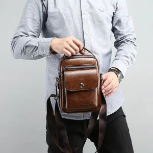 Men’s Genuine Leather Durable Fashion Simple Solid Color Single Shoulder Crossbody Bag Texture Spring Model ZF 883
