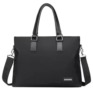 Men’s Genuine Leather Durable Oxford Cloth Business Briefcase Large Capacity Waterproof Laptop Tote Bag for Travel Commute