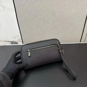 Men’s Genuine Leather Embossed Clutch Bag Designer Style Classic Camera Pouch with Password Lock for Business Casual Daily Use