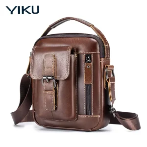 Men’s Genuine Leather Fashion Messenger Crossbody Bag Waterproof Durable Over-the-Shoulder Style