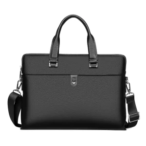 Men’s Genuine Leather Handbag Briefcase Horizontal Portable Laptop Conference Bag Business Style with Waterproof Feature