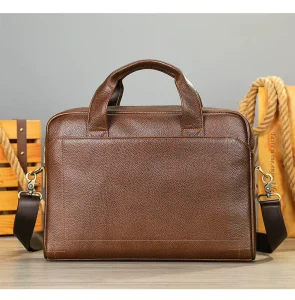 Men’s Genuine Leather Handbag & Briefcase with Cotton Lining Laptop Bag for Business Travel