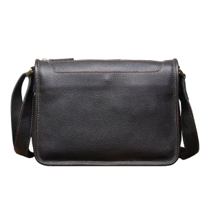 Men’s Genuine Leather Handmade Crossbody Shoulder Bag Vintage Style iPad Compatible Small Square Design Durable Anti-Theft