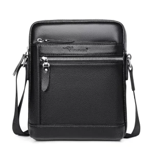Men’s Genuine Leather High end Casual Vertical Crossbody Shoulder Bag Business Commute Travel Wear Resistant