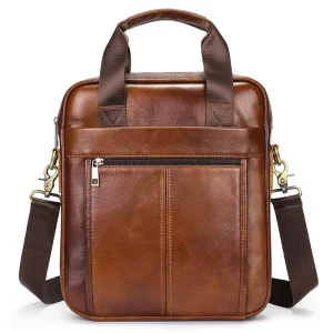 Men’s Genuine Leather Messenger Crossbody Shoulder Bag Business Office Laptop Briefcase Handbag Satchel Zipper Closure Type