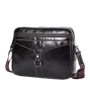 Men’s Genuine Leather Messenger Shoulder Bag Single Shoulder Computer Bag Vintage Fashion Style All Seasons