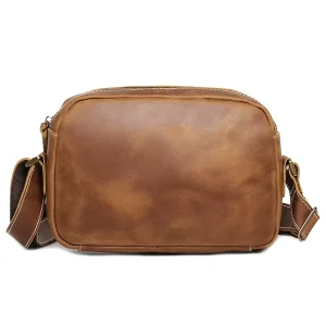 Men’s Genuine Leather Messenger Sling Bag Top Layer Cowhide Document Tote Crossbody Shoulder Bolsa De Hombro