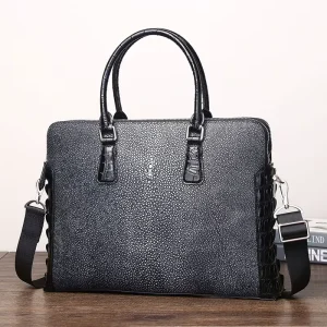 Men’s Genuine Leather Office Soft Bag Briefcase with Layers for Laptop