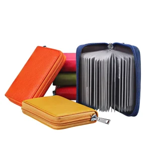 Men’s Genuine Leather Real Pick Up Bag Credit ID Cards RFID Feature Multi Slot Card Case