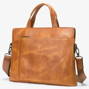 Men’s Genuine Leather Retro Fashion Business Messenger Briefcase Multi-function