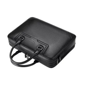Men’s Genuine Leather Soft Bag Top Layer Cowhide Laptop Bag Official Work Bag with Zipper Closure Manufacturer