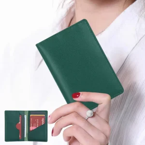 Men’s Genuine Leather Solid Bifold Wallet National Id Card Holder Wallets RFID Anti Theft