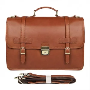 Men’s Genuine Leather Vintage Business Laptop Briefcase Crossbody Shoulder Bag Waterproof Large Capacity