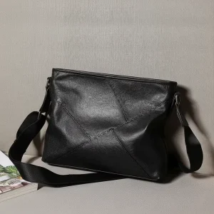 Men’s Genuine Leather Vintage Waterproof Shoulder Bag Large Capacity Trendy Sports Crossbody Messenger Bag